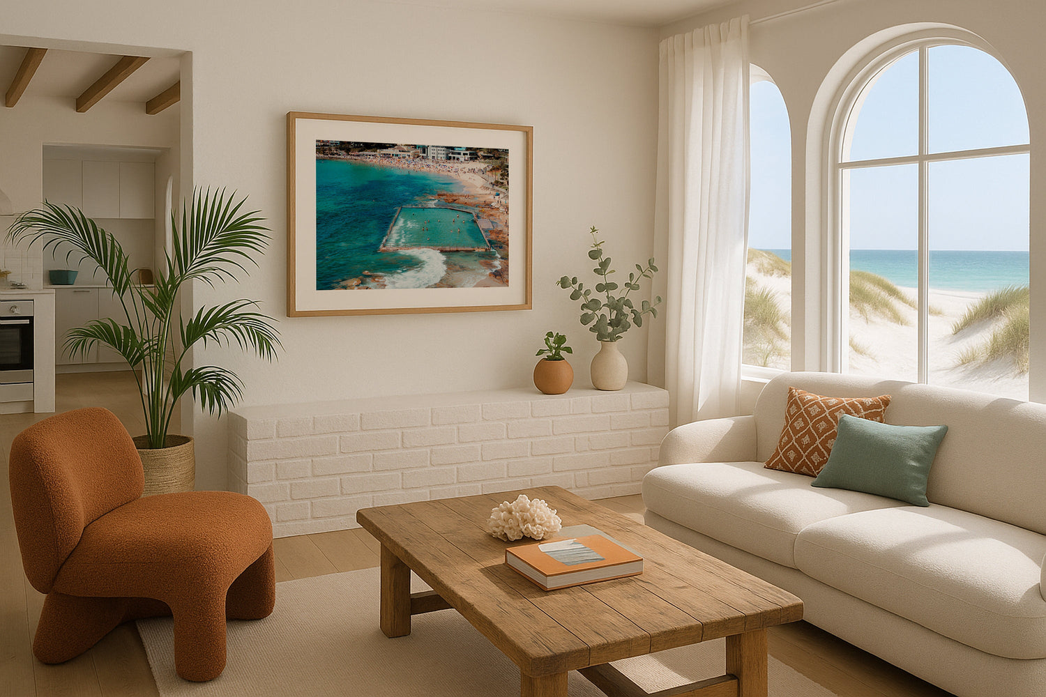 Cronulla Beach Rock Pool Framed Print - Aerial by Peter Yan Studio