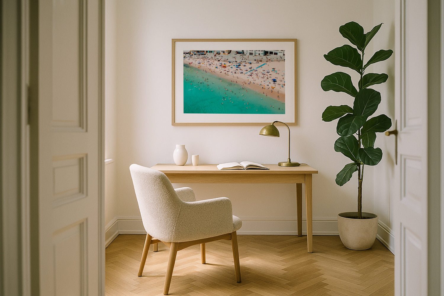 Cronulla Beach Summer Day I Framed Print - Aerial by Peter Yan Studio
