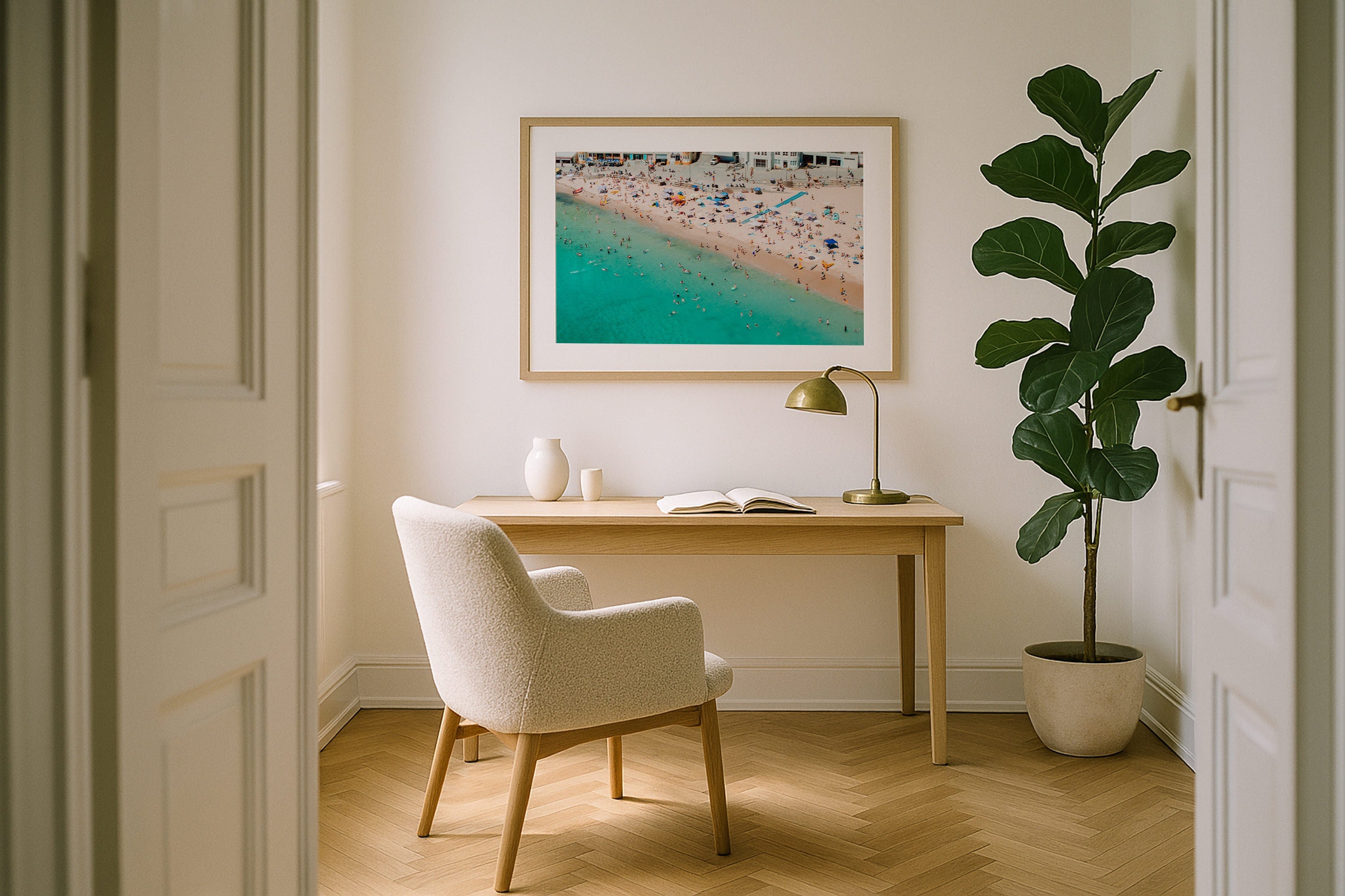 Cronulla Beach Summer Day I Framed Print - Aerial by Peter Yan Studio