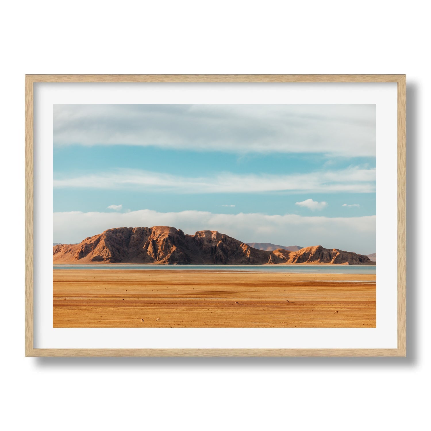 Desert Mountains and Wild Antelopes in Western Tibet Framed Print - Aerial by Peter Yan Studio