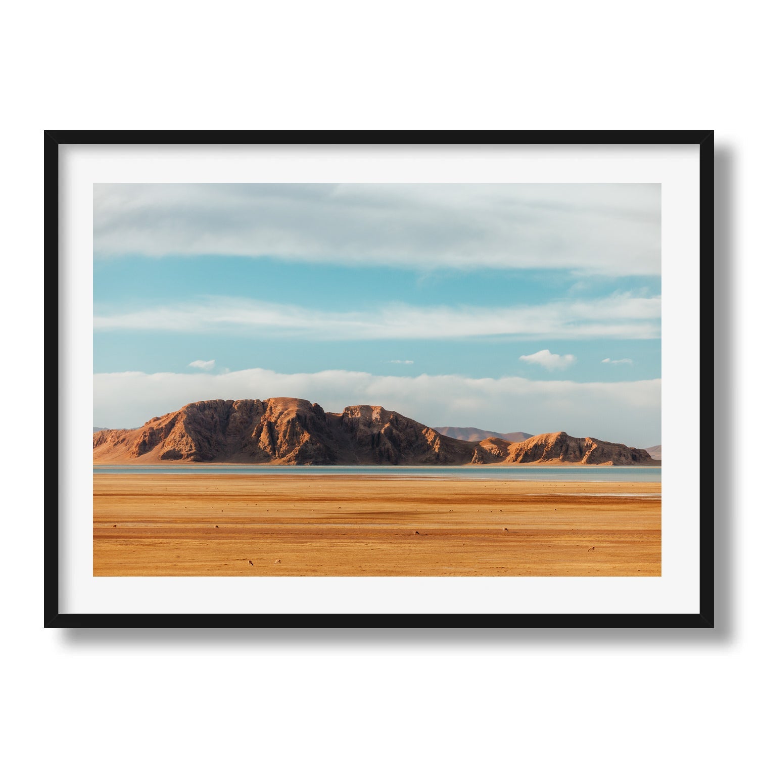 Desert Mountains and Wild Antelopes in Western Tibet Framed Print - Aerial by Peter Yan Studio