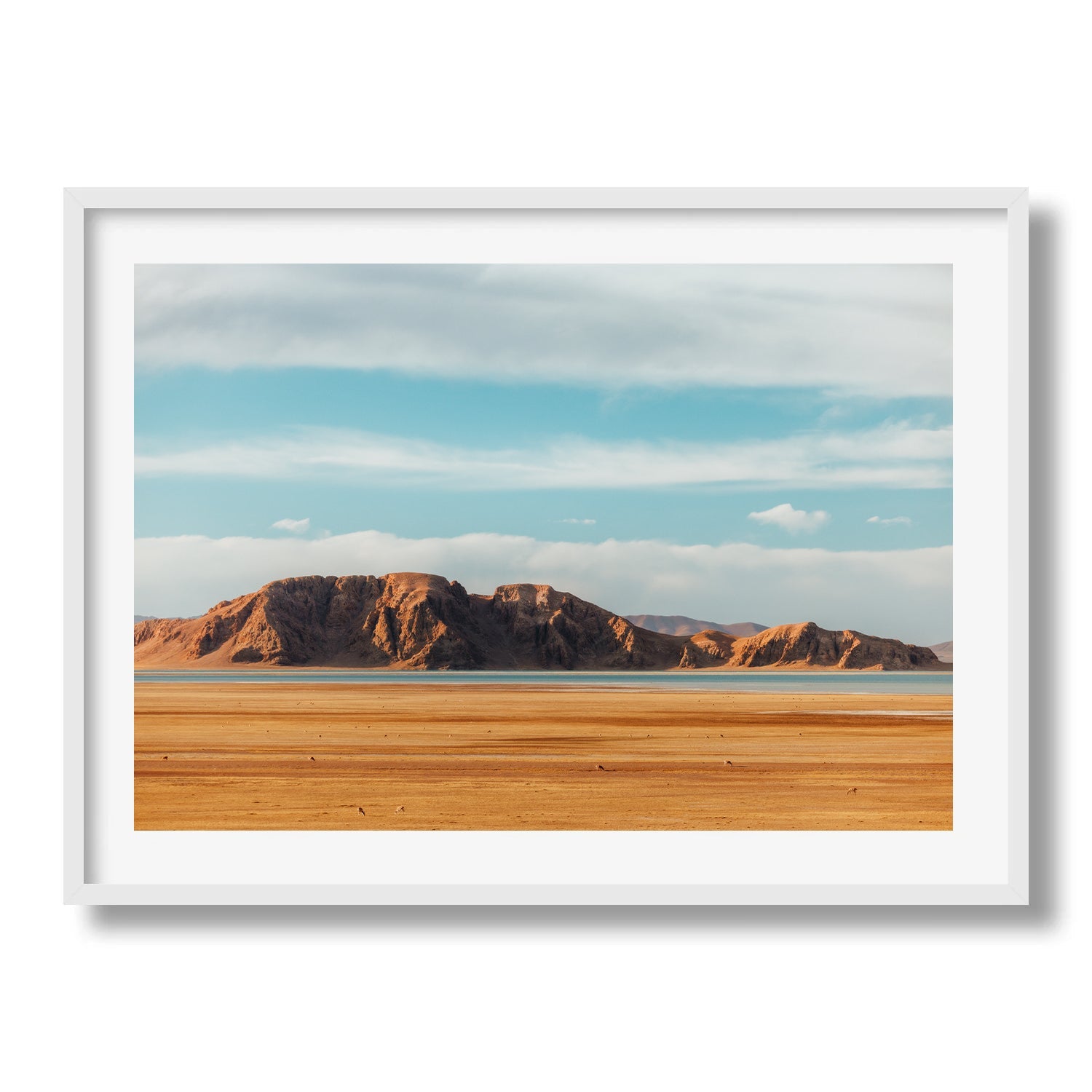 Desert Mountains and Wild Antelopes in Western Tibet Framed Print - Aerial by Peter Yan Studio