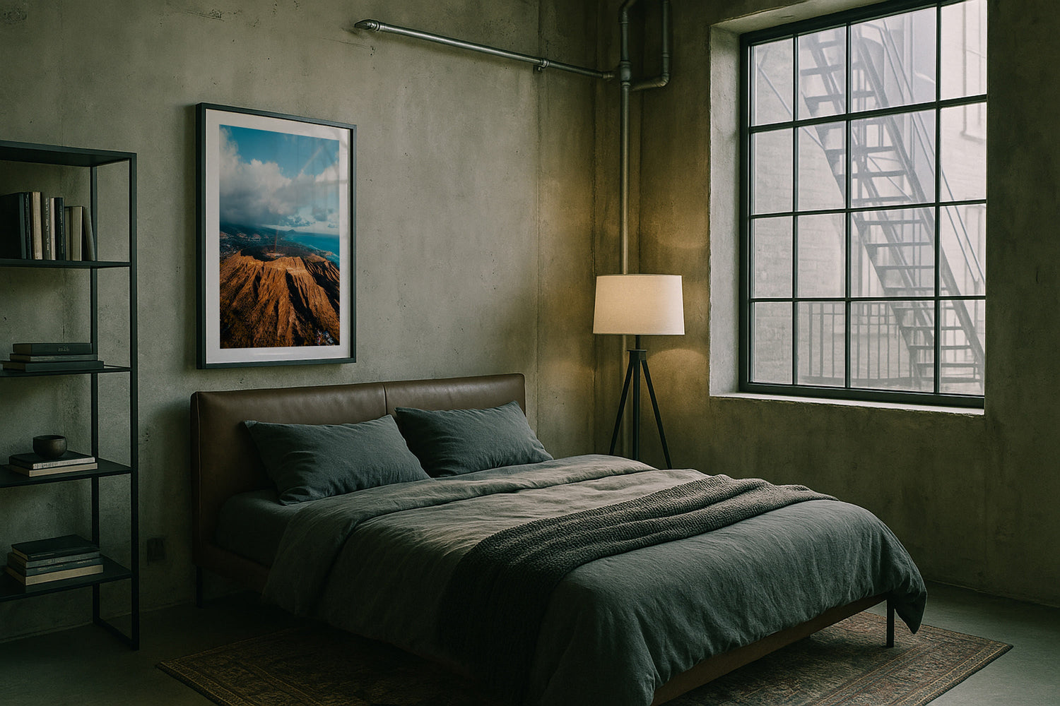 Diamond Head Rainbow Framed Print - Aerial by Peter Yan Studio