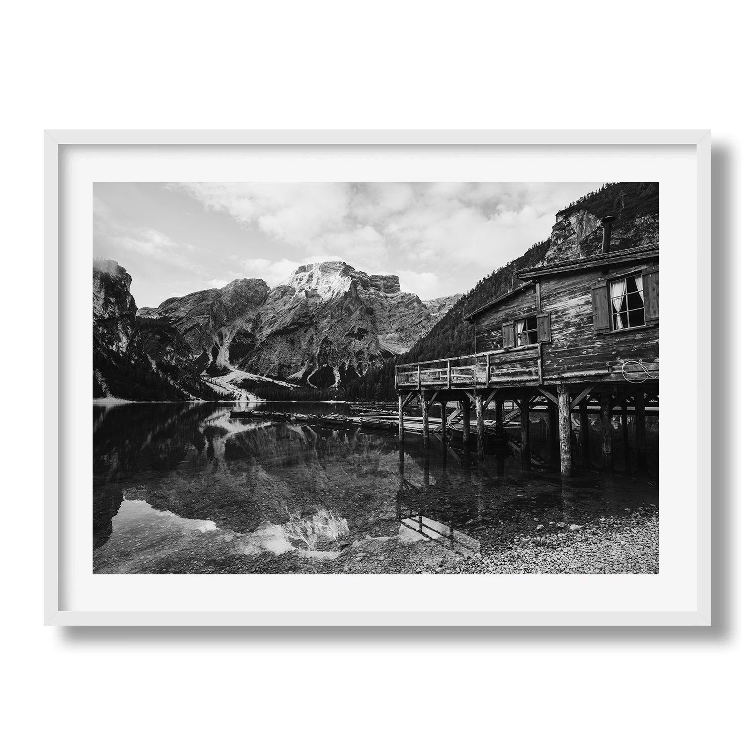 Dolomites Monochrome Framed Print - Black & White by Peter Yan Studio