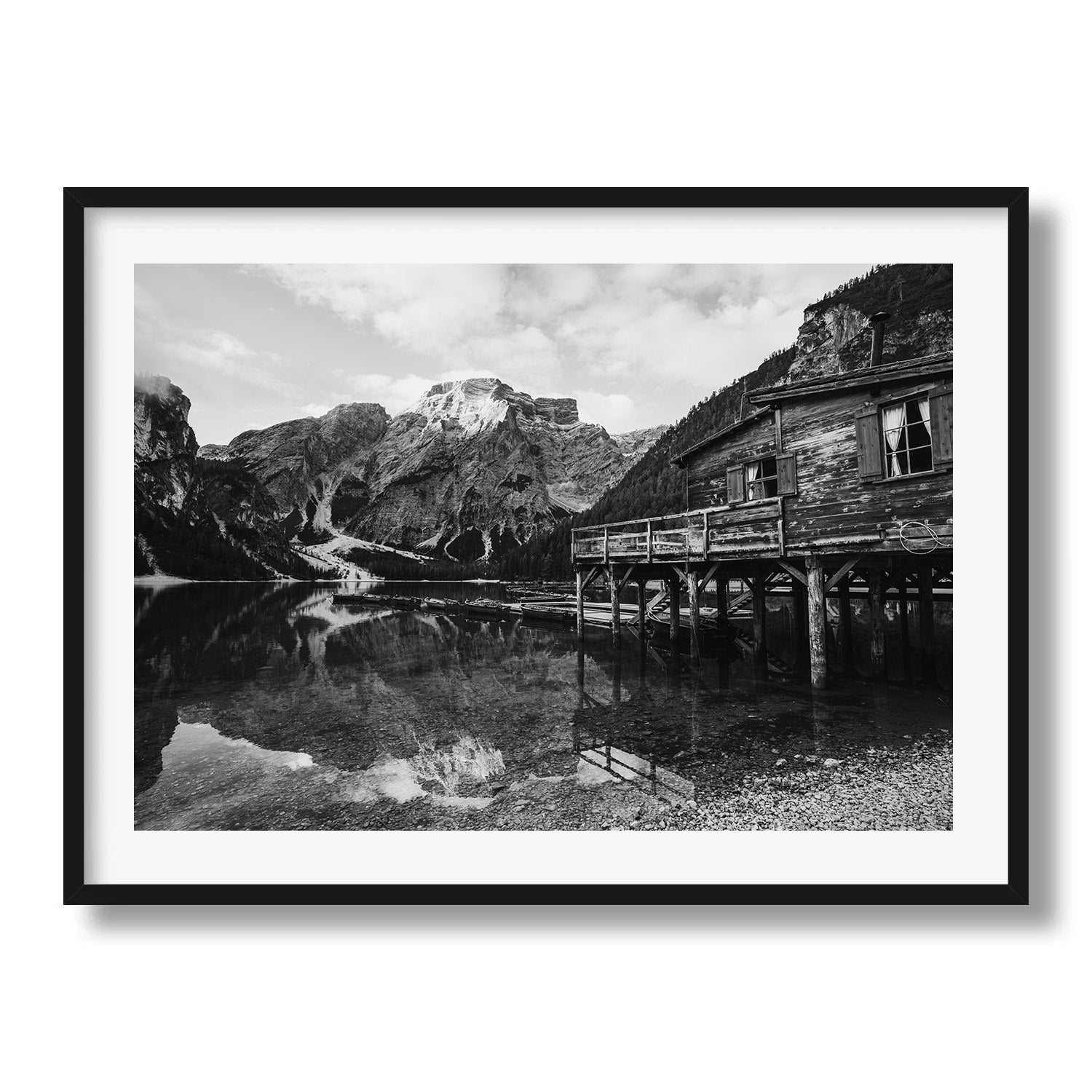 Dolomites Monochrome Framed Print - Black & White by Peter Yan Studio