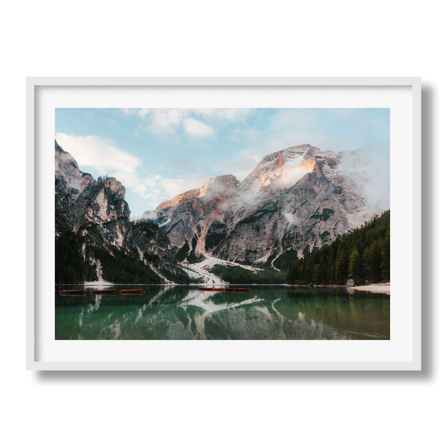 Dolomites Morning Calm Framed Print - Dolomites by Peter Yan Studio