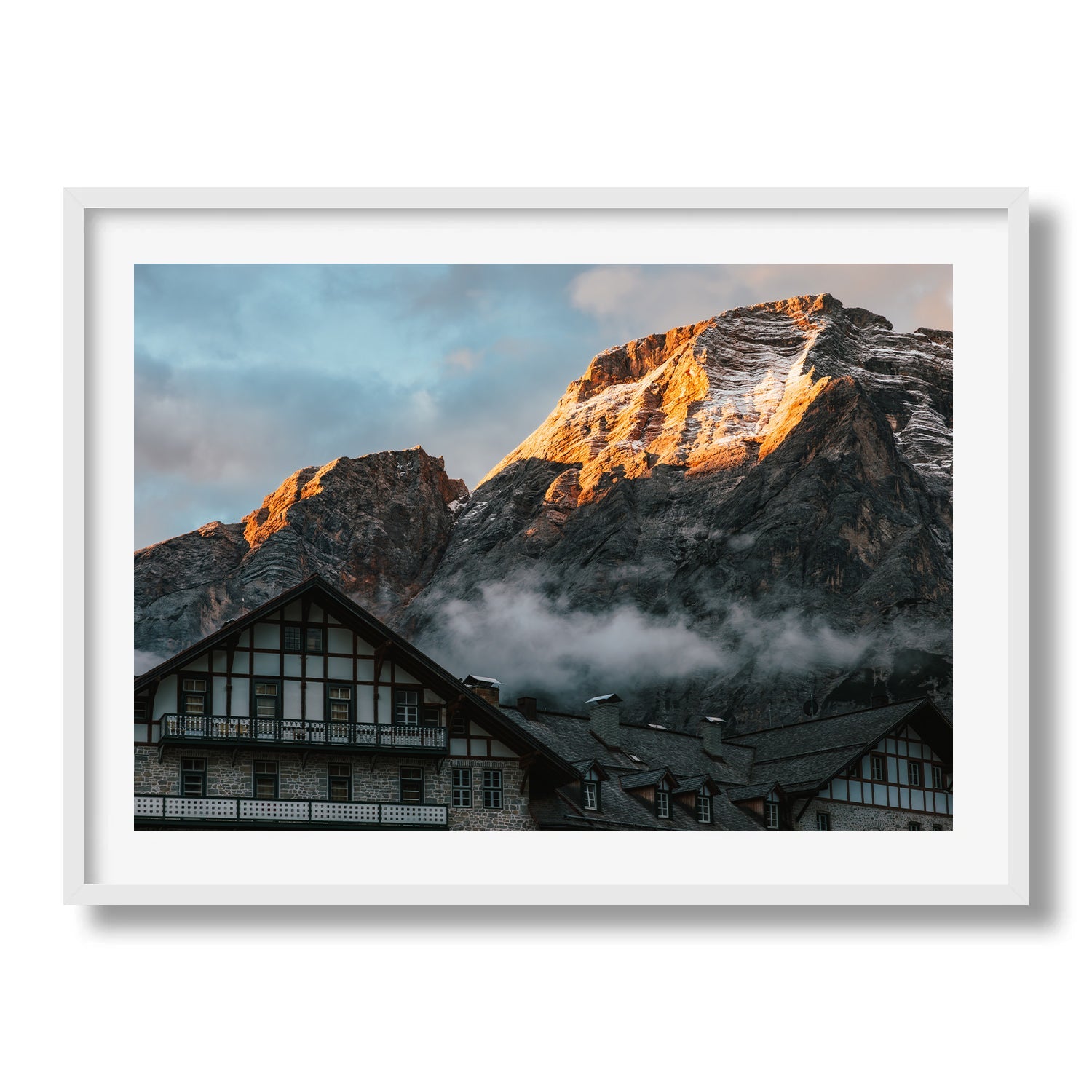 Dolomites Sunrise Lodge Framed Print - Dolomites by Peter Yan Studio