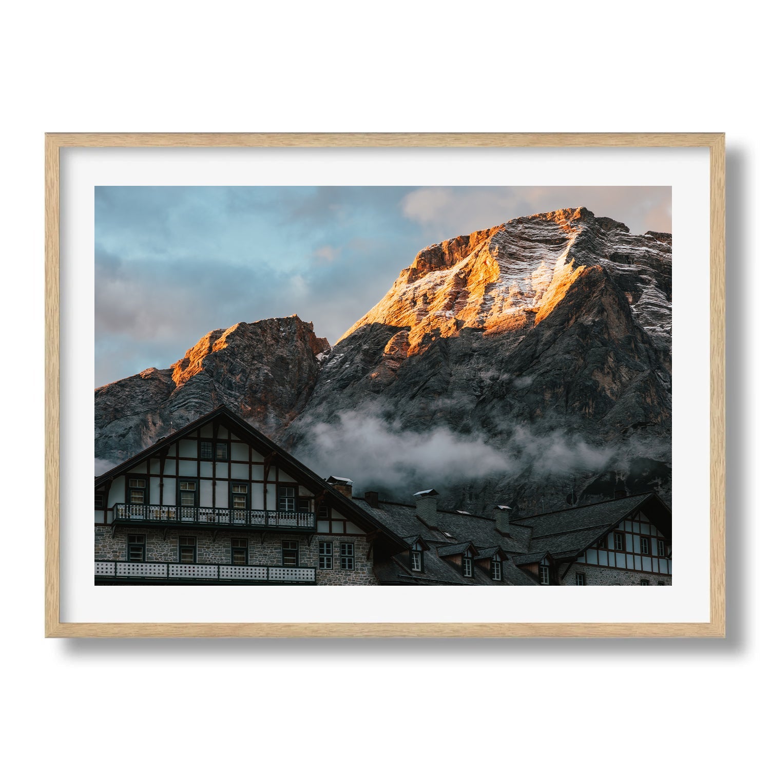 Dolomites Sunrise Lodge Framed Print - Dolomites by Peter Yan Studio