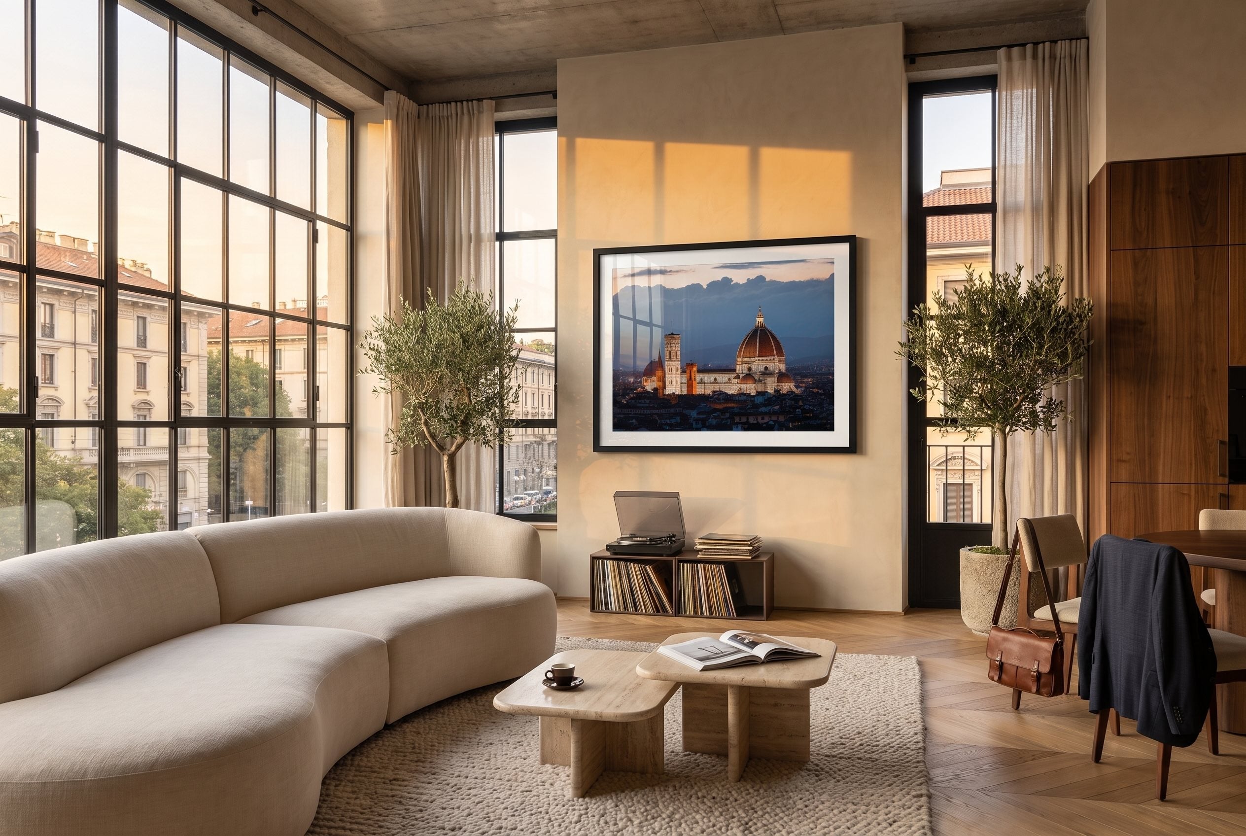 Florence Cathedral At Dusk Framed Print - Architecture by Peter Yan Studio