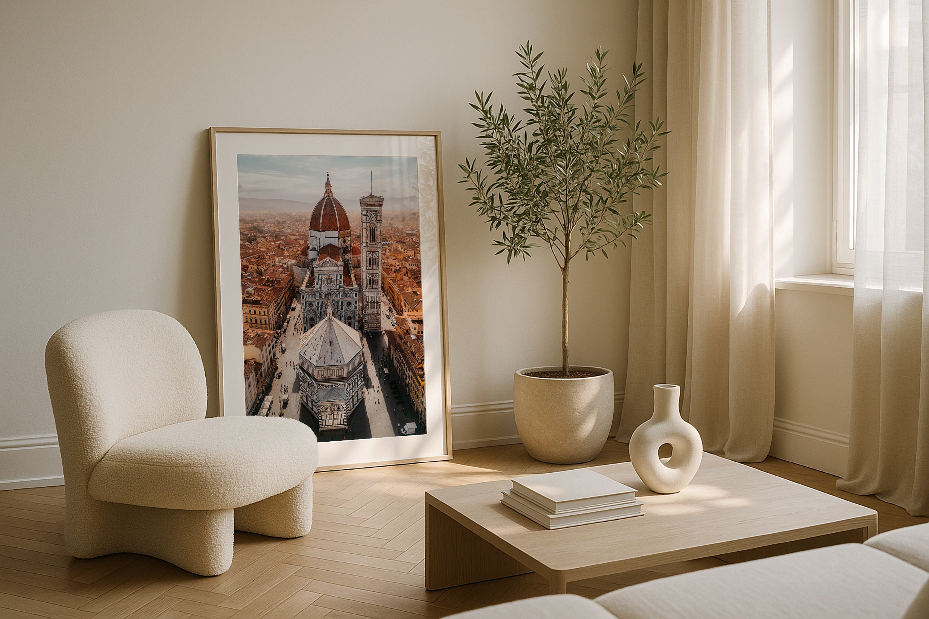 Florence’s Duomo and Baptistery from Above Framed Print - Aerial by Peter Yan Studio