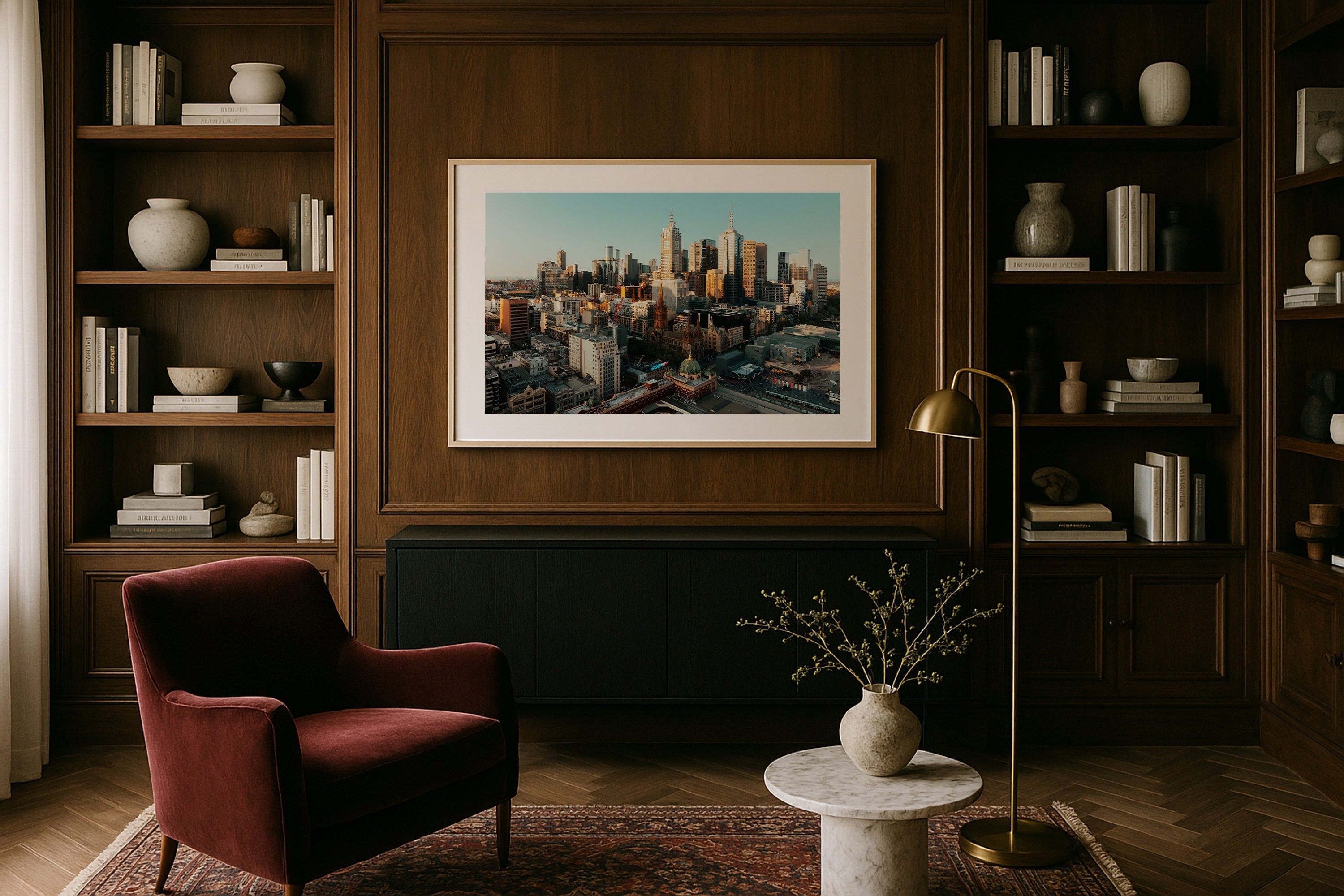 Golden Hour in Melbourne's Skyline Framed Print - Architecture by Peter Yan Studio