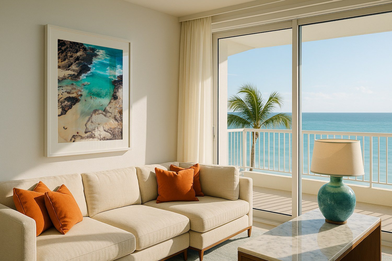 Halona Beach Cove Hawaii II Framed Print - Aerial by Peter Yan Studio