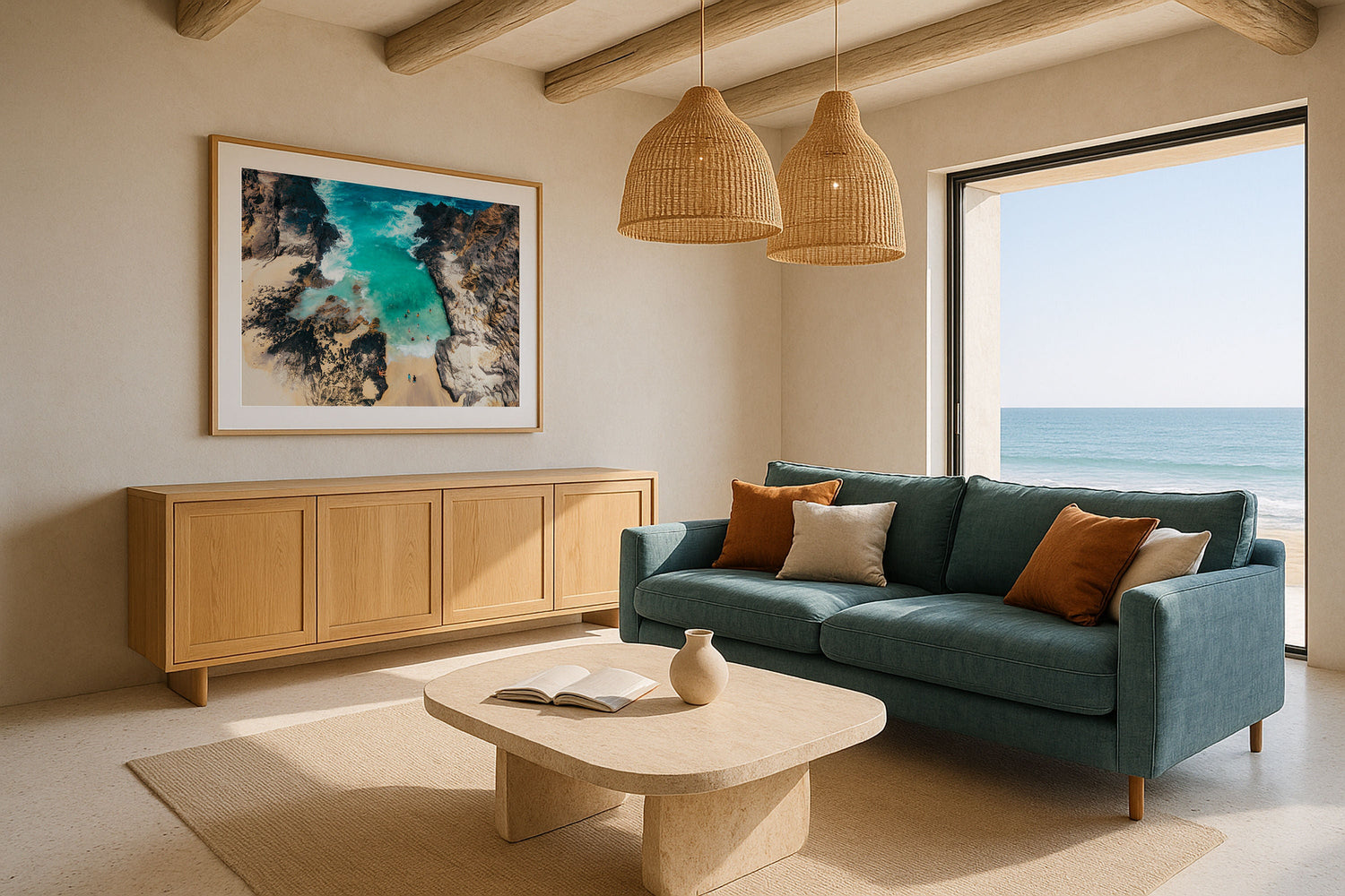 Halona Beach Cove Hawaii Framed Print - Aerial by Peter Yan Studio