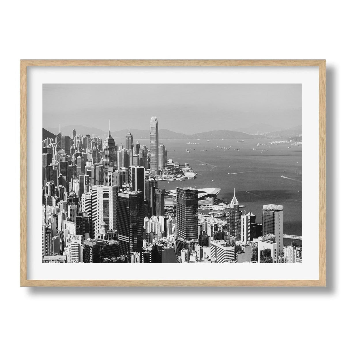 Hong Kong Central Skyline Black and White Framed Print - Architecture by Peter Yan Studio