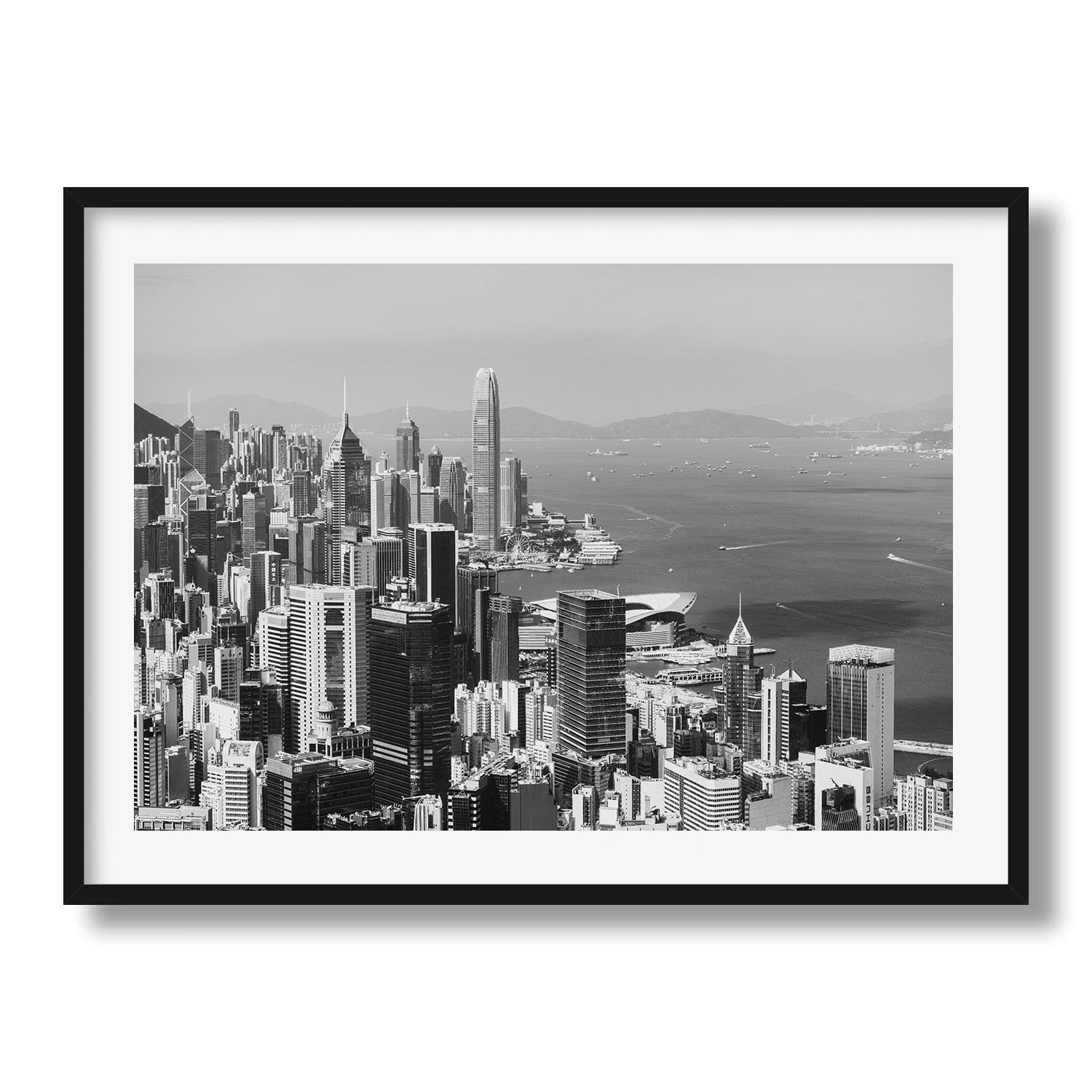 Hong Kong Central Skyline Black and White Framed Print - Architecture by Peter Yan Studio