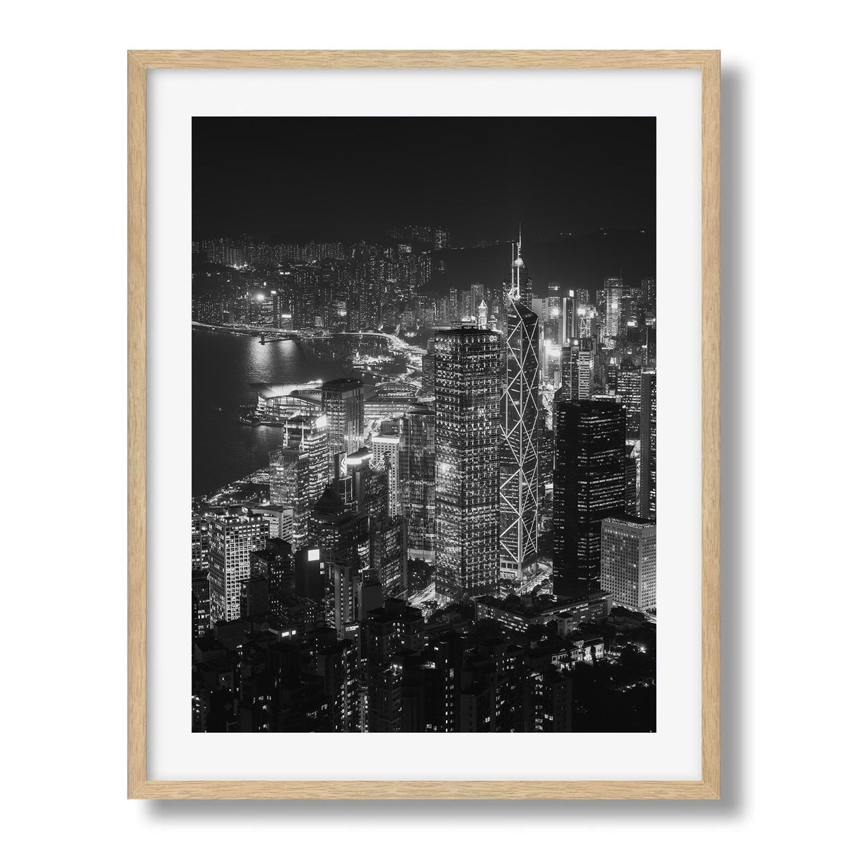 Hong Kong Island Skyline Black and White Framed Print - Architecture by Peter Yan Studio