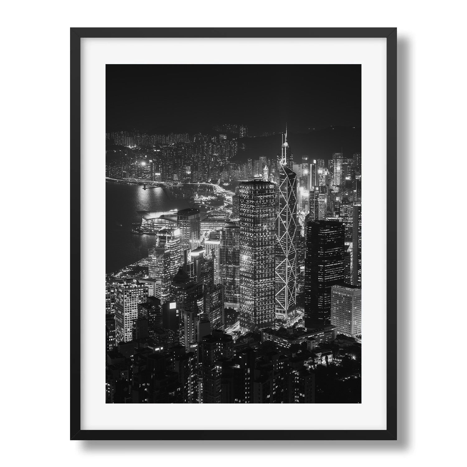 Hong Kong Island Skyline Black and White Framed Print - Architecture by Peter Yan Studio