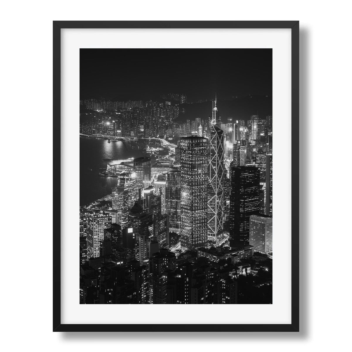 Hong Kong Island Skyline Black and White Framed Print - Architecture by Peter Yan Studio