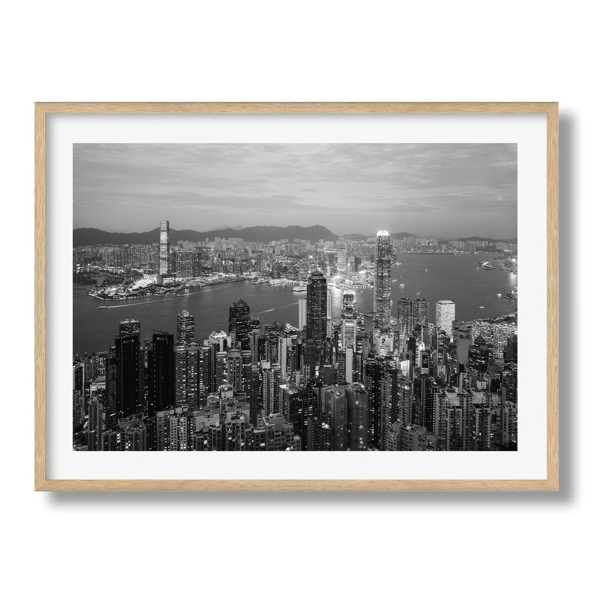 Hong Kong Skyline Black and White Framed Print - Architecture by Peter Yan Studio