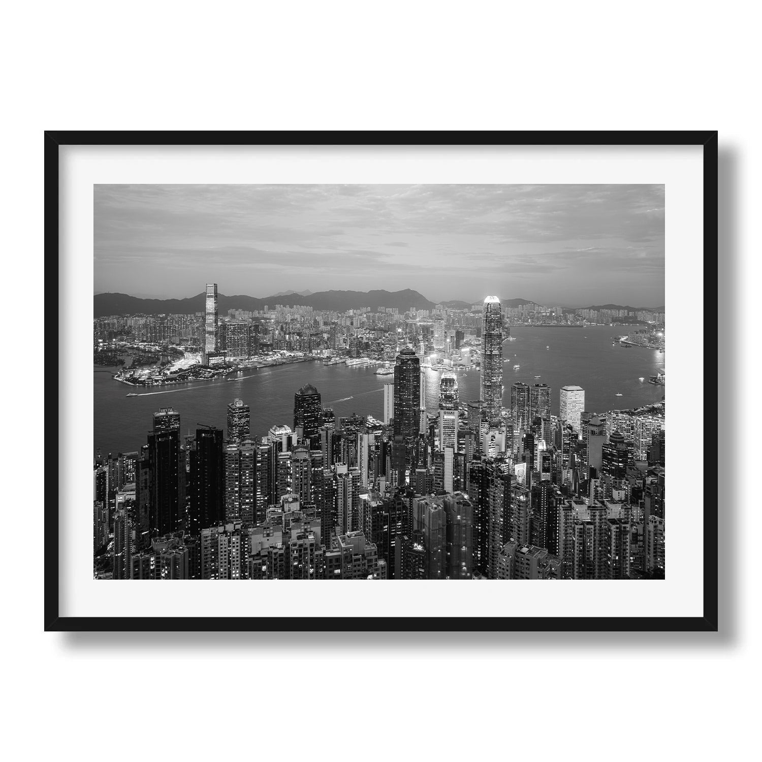 Hong Kong Skyline Black and White Framed Print - Architecture by Peter Yan Studio