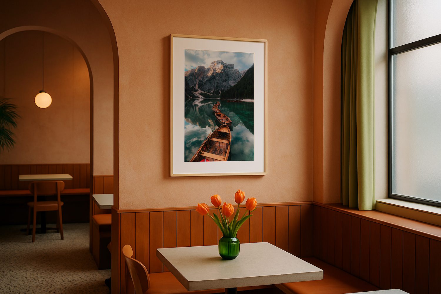 Lago di Braies Boats and Reflections Framed Print - Dolomites by Peter Yan Studio