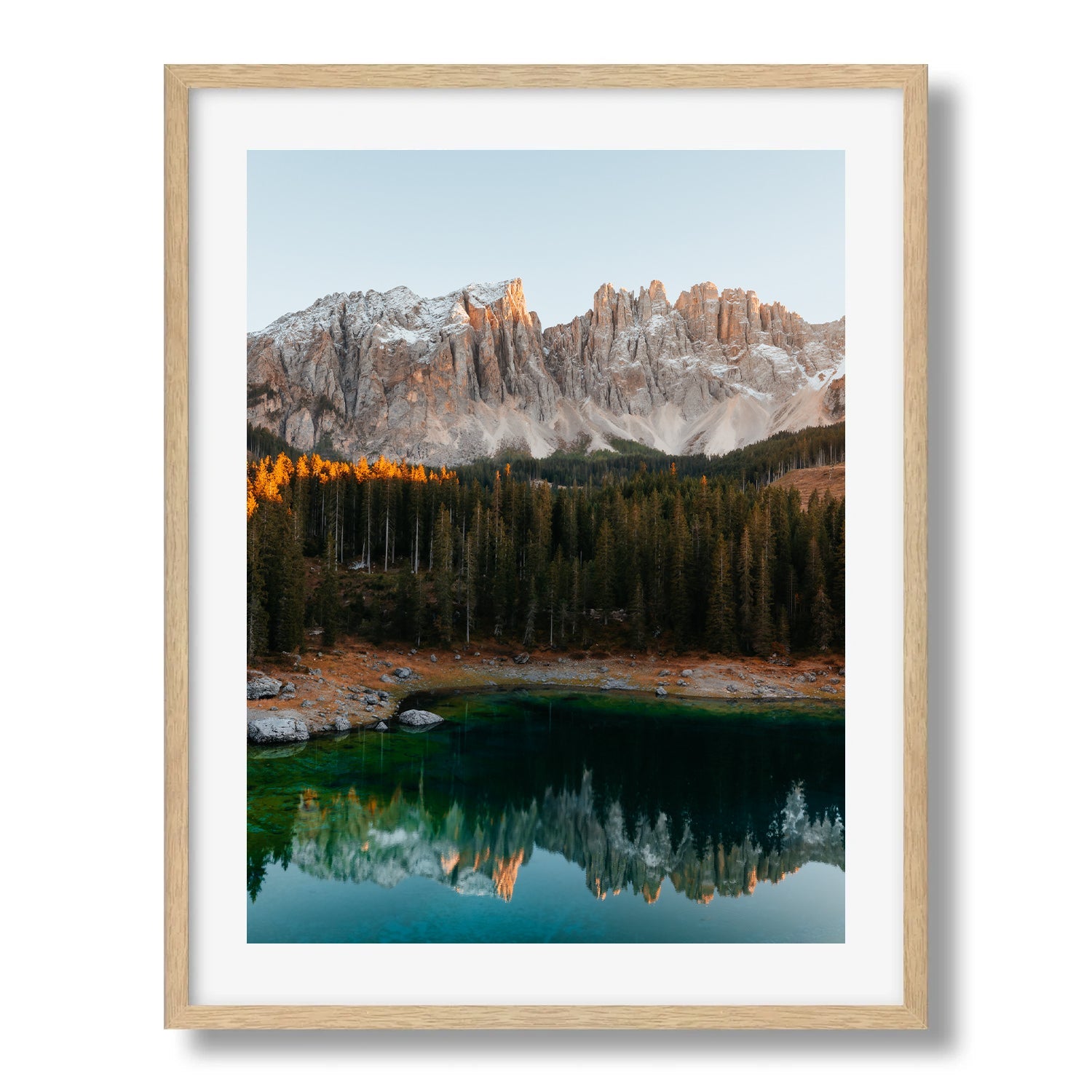 Lago di Carezza sunset II Framed Print - Dolomites by Peter Yan Studio