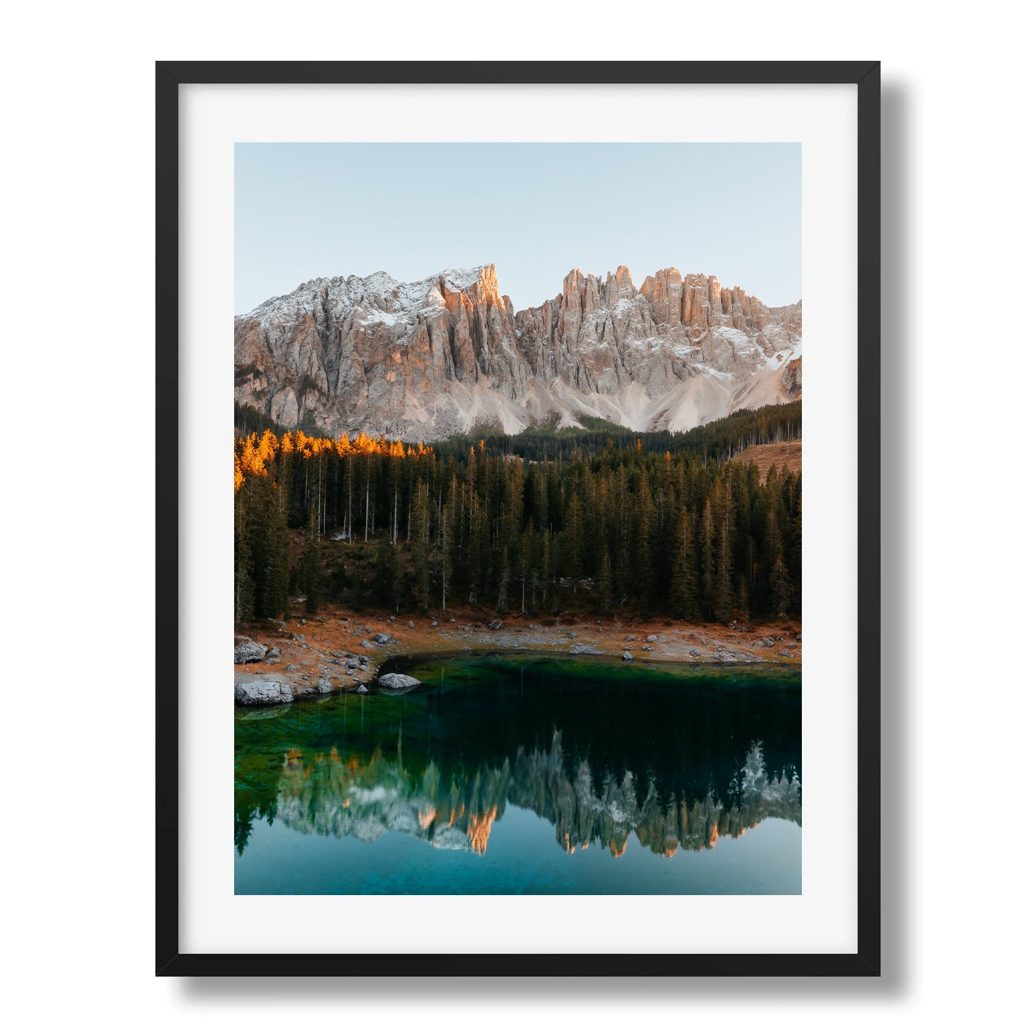 Lago di Carezza sunset II Framed Print - Dolomites by Peter Yan Studio