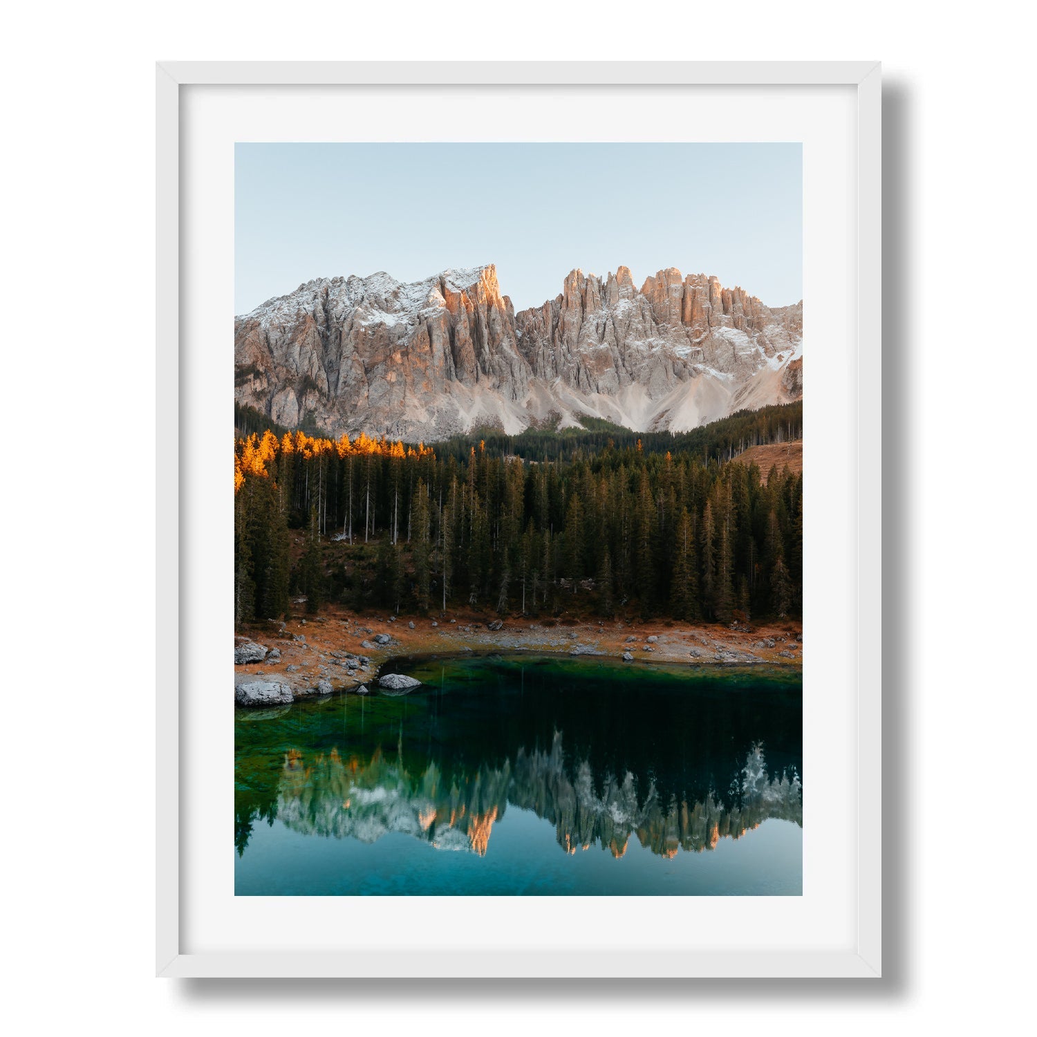 Lago di Carezza sunset II Framed Print - Dolomites by Peter Yan Studio