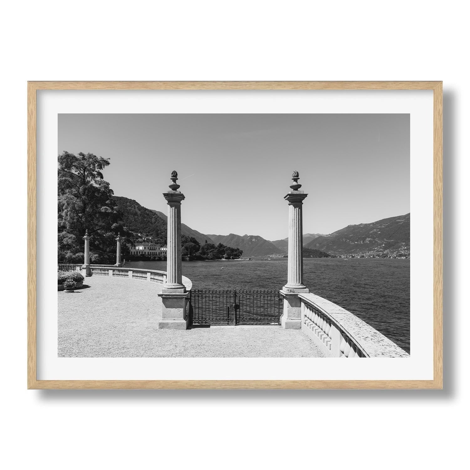 Lake Como Terrace View in Black and White Framed Print - Architecture by Peter Yan Studio