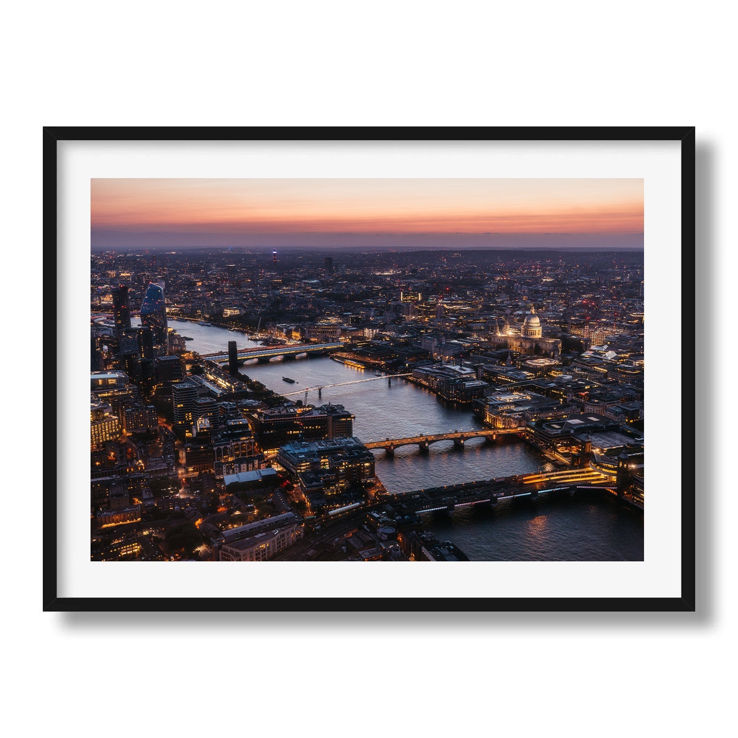 London City Lights over the Thames - Peter Yan Studio Framed Photo Print Wall Art