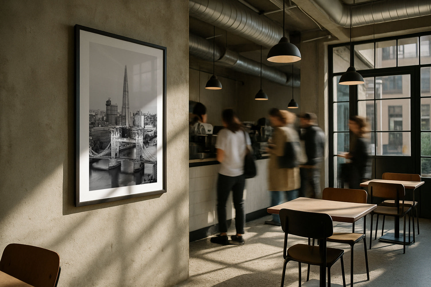 London Tower Bridge and The Shard Black & White Framed Print - Architecture by Peter Yan Studio