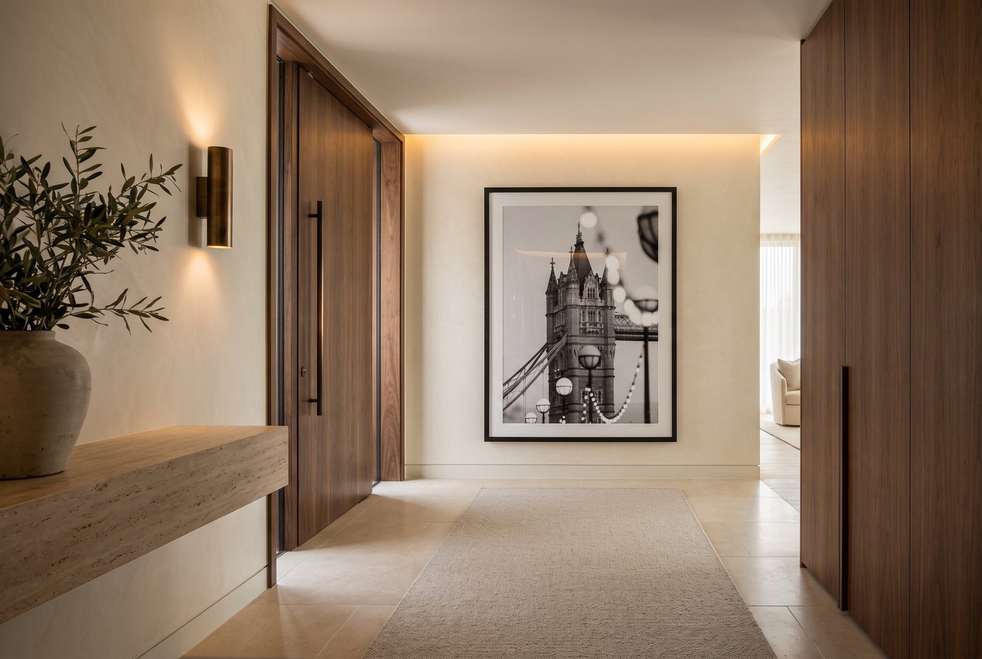 London Tower Bridge Lights Black & White Framed Print - Architecture by Peter Yan Studio