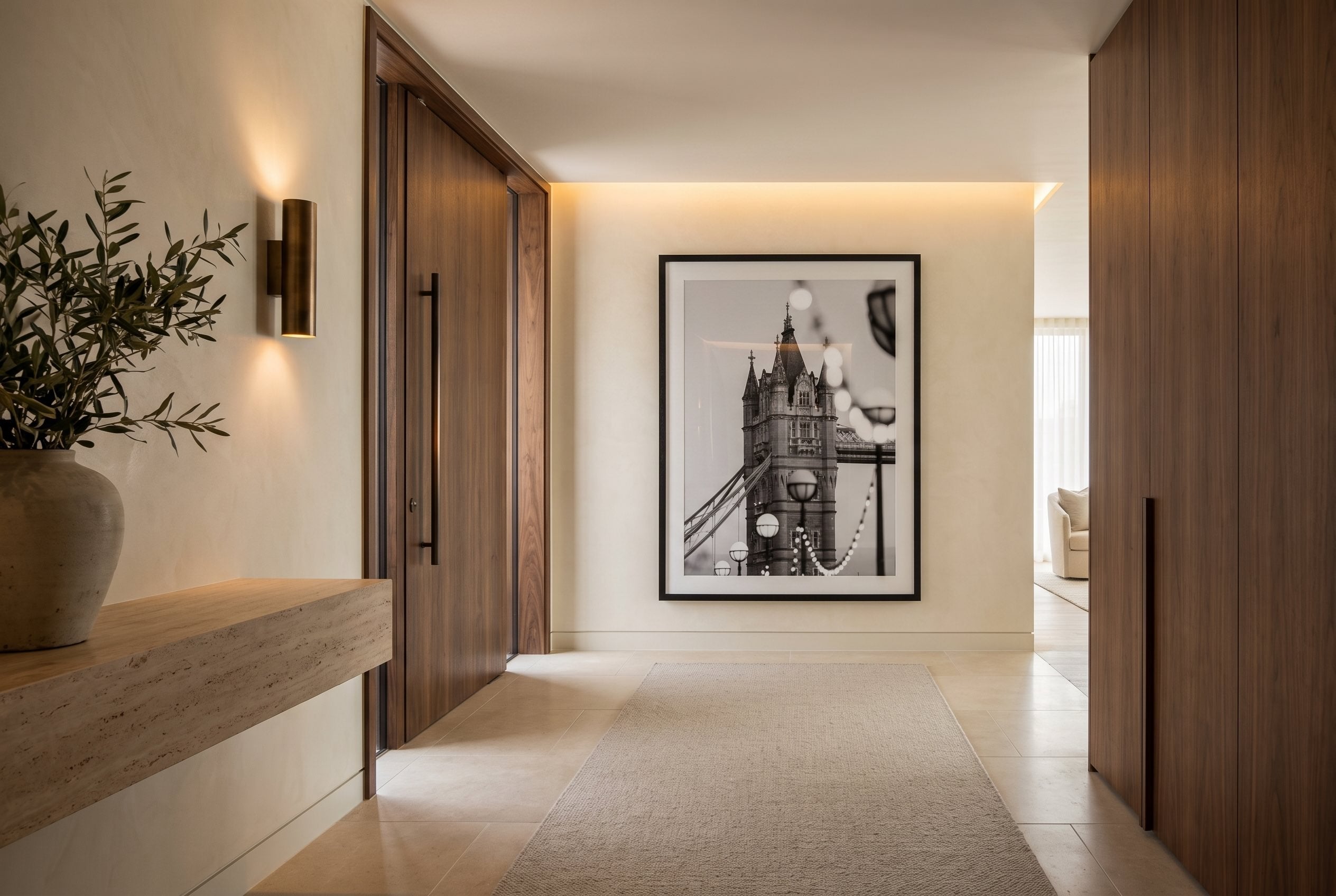 London Tower Bridge Lights Black & White Framed Print - Architecture by Peter Yan Studio