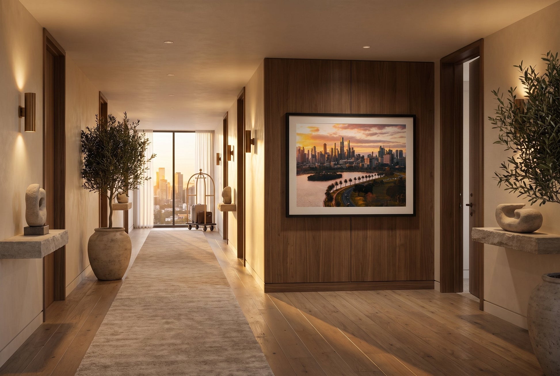 Melbourne Albert Park Sunset Framed Print - Aerial by Peter Yan Studio