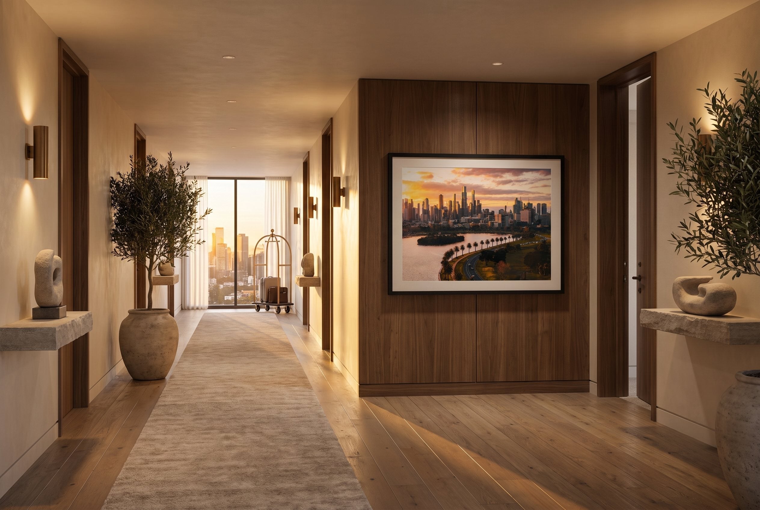 Melbourne Albert Park Sunset Framed Print - Aerial by Peter Yan Studio