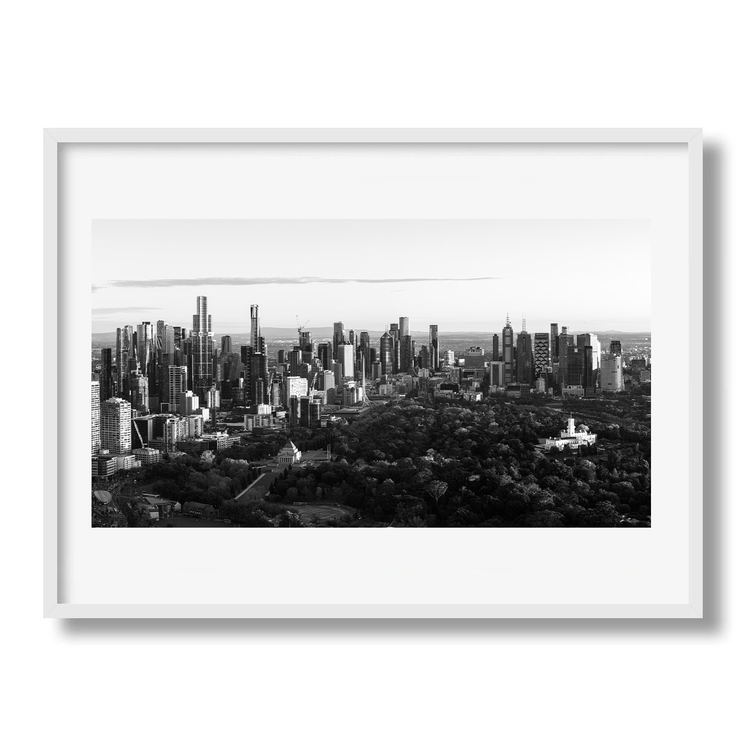 Melbourne City Panorama in Black and White Framed Print - Architecture by Peter Yan Studio