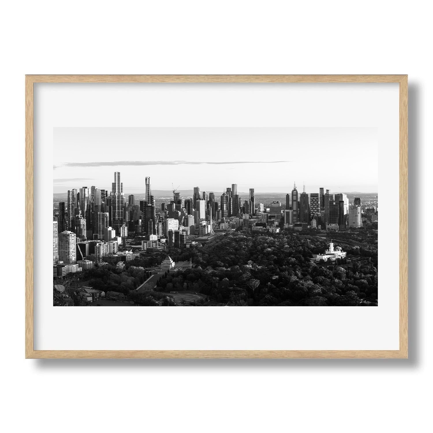 Melbourne City Panorama in Black and White Framed Print - Architecture by Peter Yan Studio