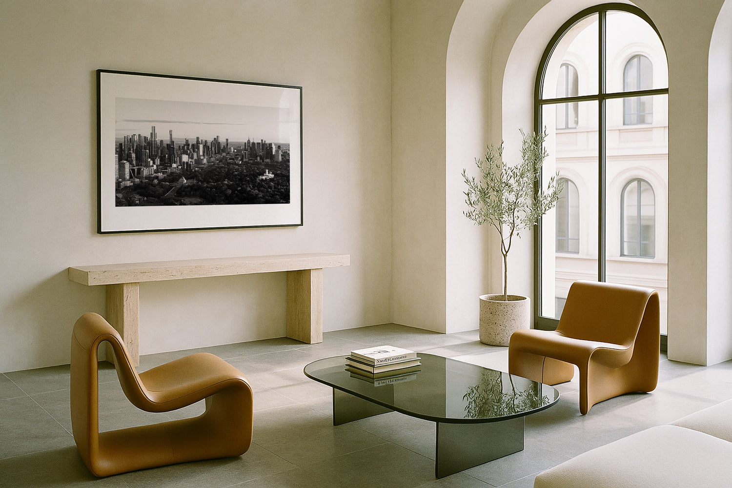 Melbourne City Panorama in Black and White Framed Print - Architecture by Peter Yan Studio