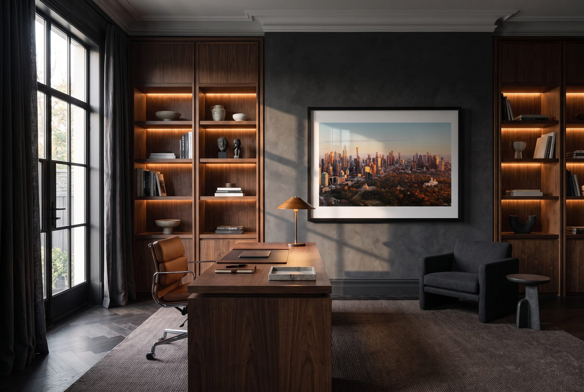 Melbourne City Panorama Framed Print - Aerial by Peter Yan Studio
