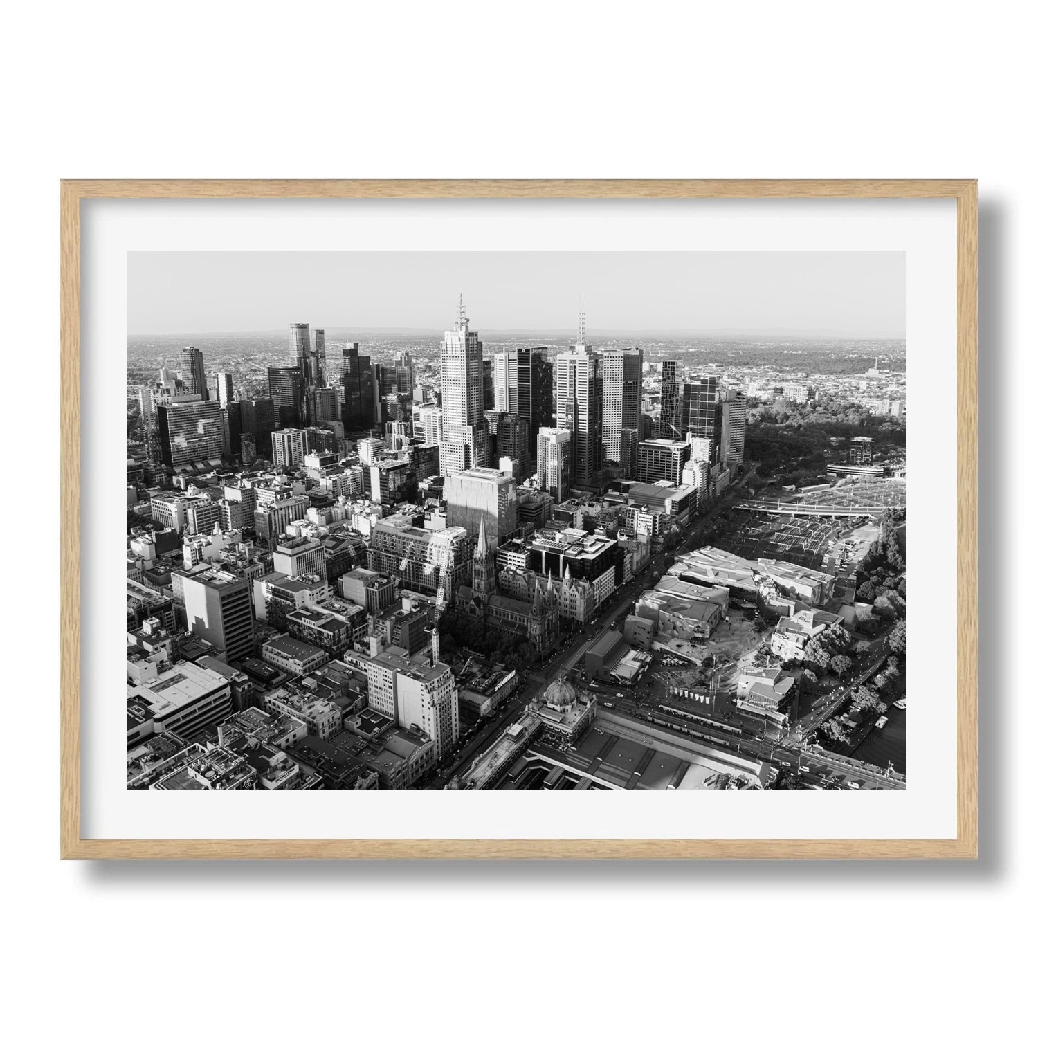 Melbourne in Monochrome: A Timeless Skyline III - Peter Yan Studio Framed Photo Print Wall Art