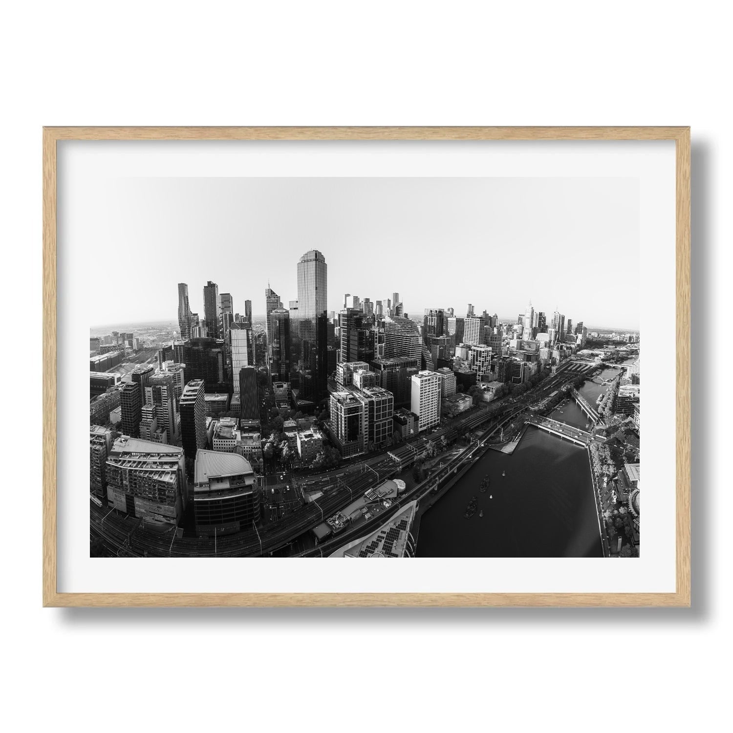 Melbourne in Monochrome: A Timeless Skyline - Peter Yan Studio Framed Photo Print Wall Art