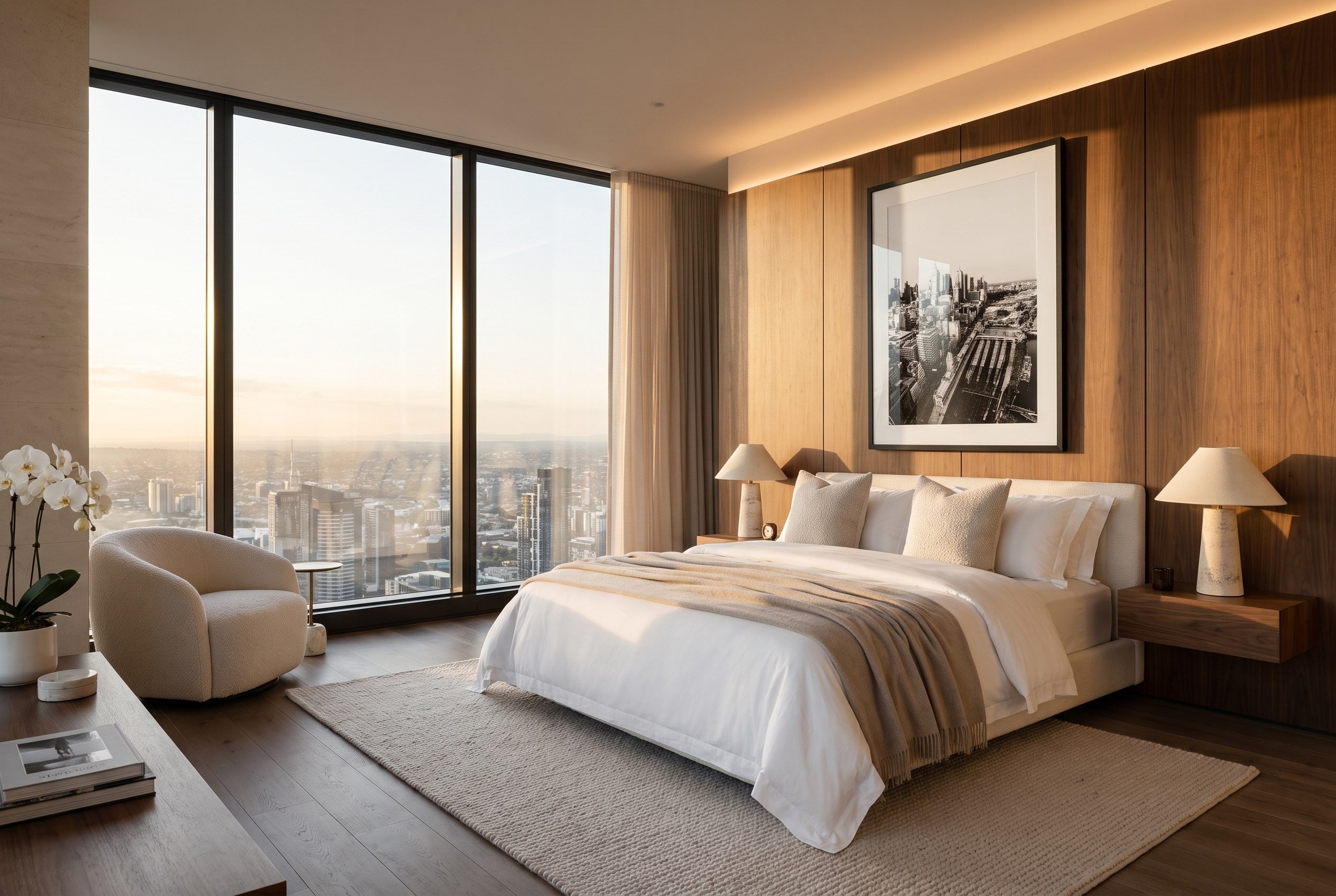Melbourne in Monochrome: A Timeless Skyline V Framed Print - Architecture by Peter Yan Studio
