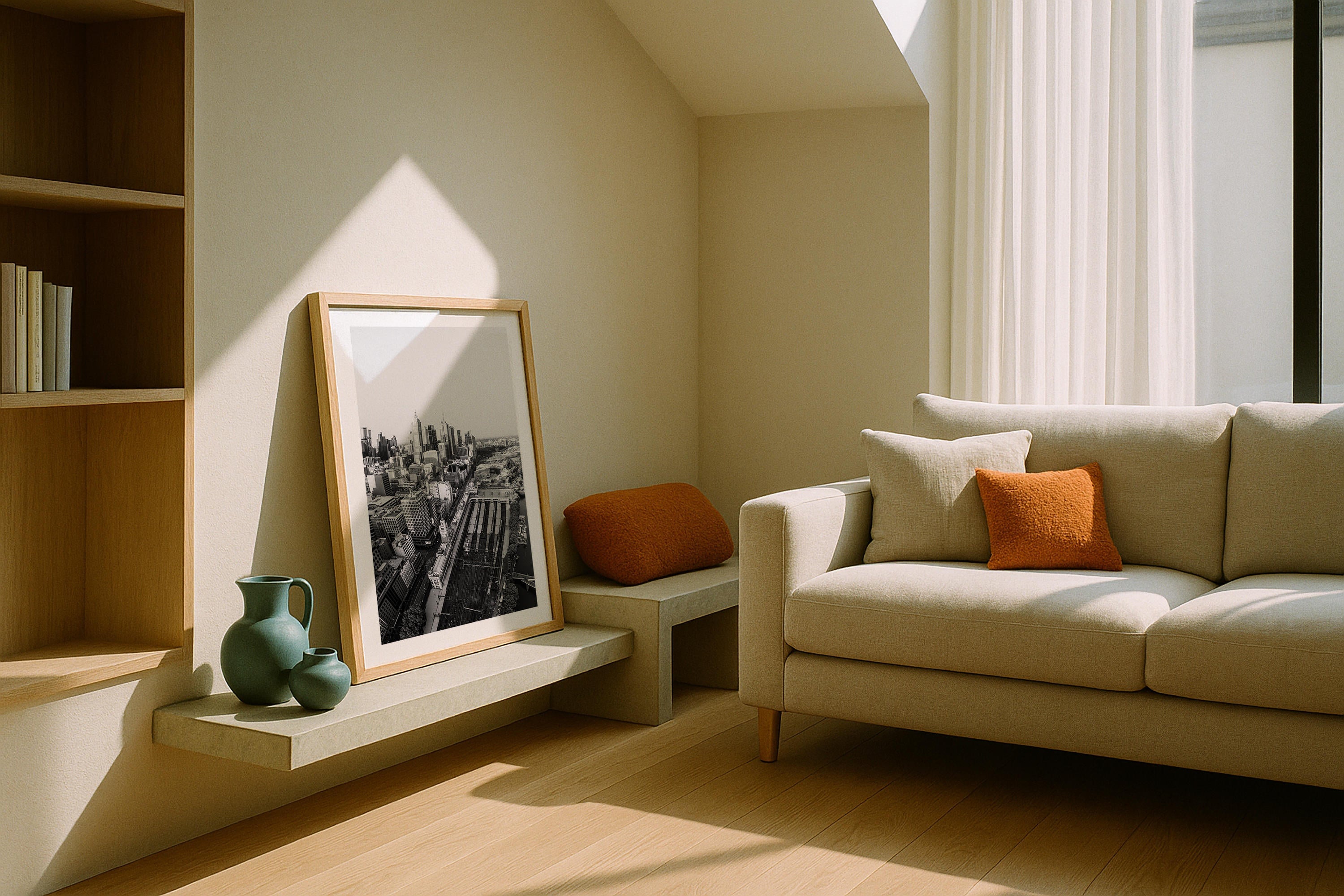 Melbourne in Monochrome: A Timeless Skyline V Framed Print - Architecture by Peter Yan Studio