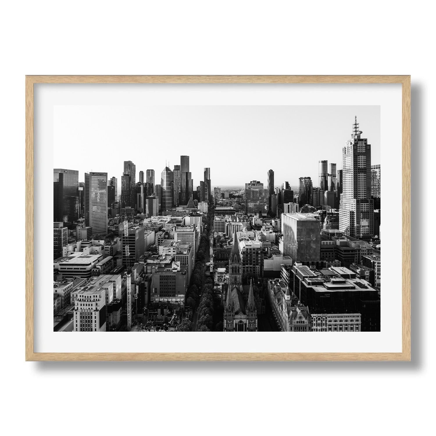 Melbourne in Monochrome: A Timeless Skyline VI Framed Print - Architecture by Peter Yan Studio