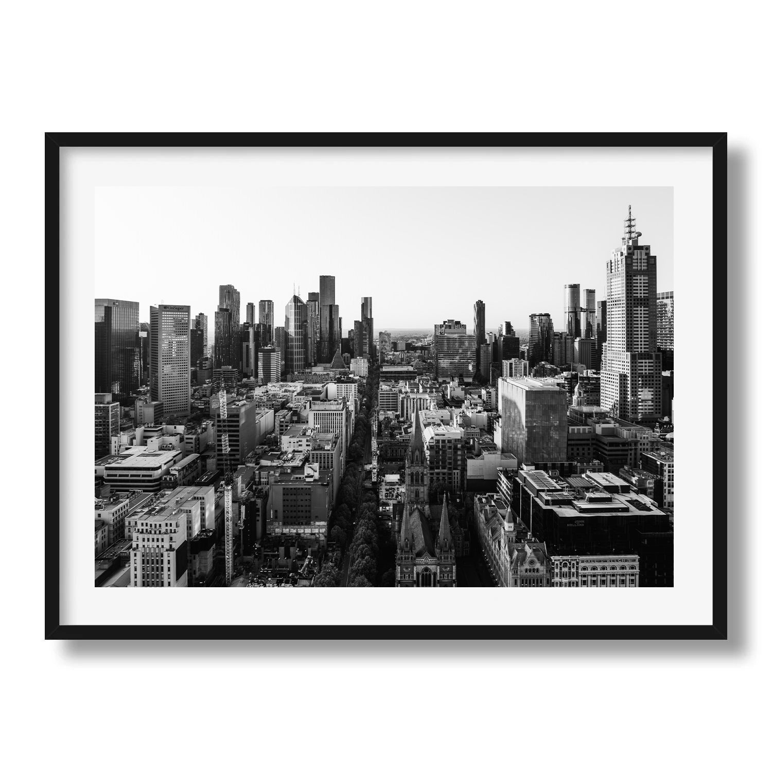 Melbourne in Monochrome: A Timeless Skyline VI Framed Print - Architecture by Peter Yan Studio