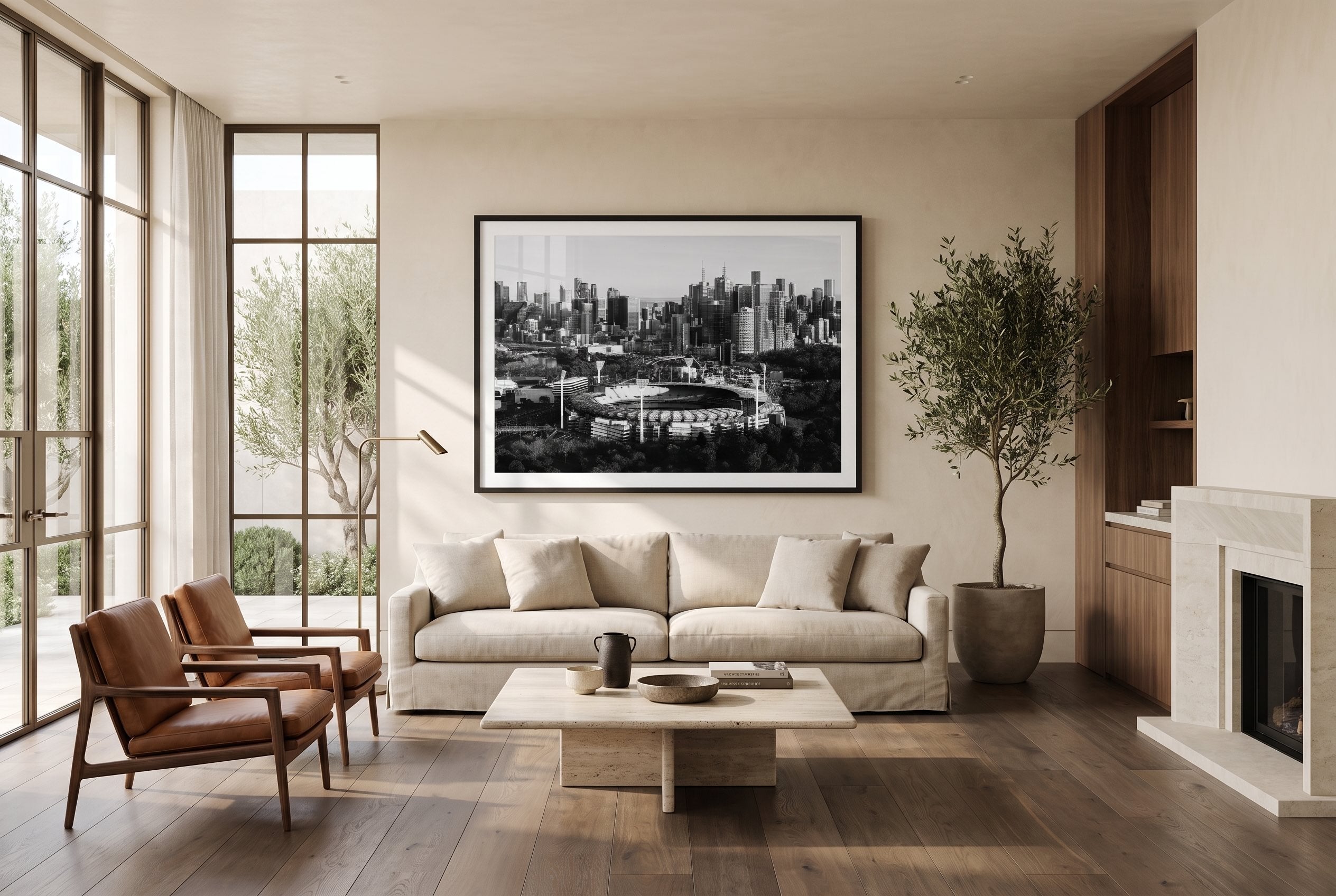 Melbourne MCG II Black & White Framed Print - Architecture by Peter Yan Studio