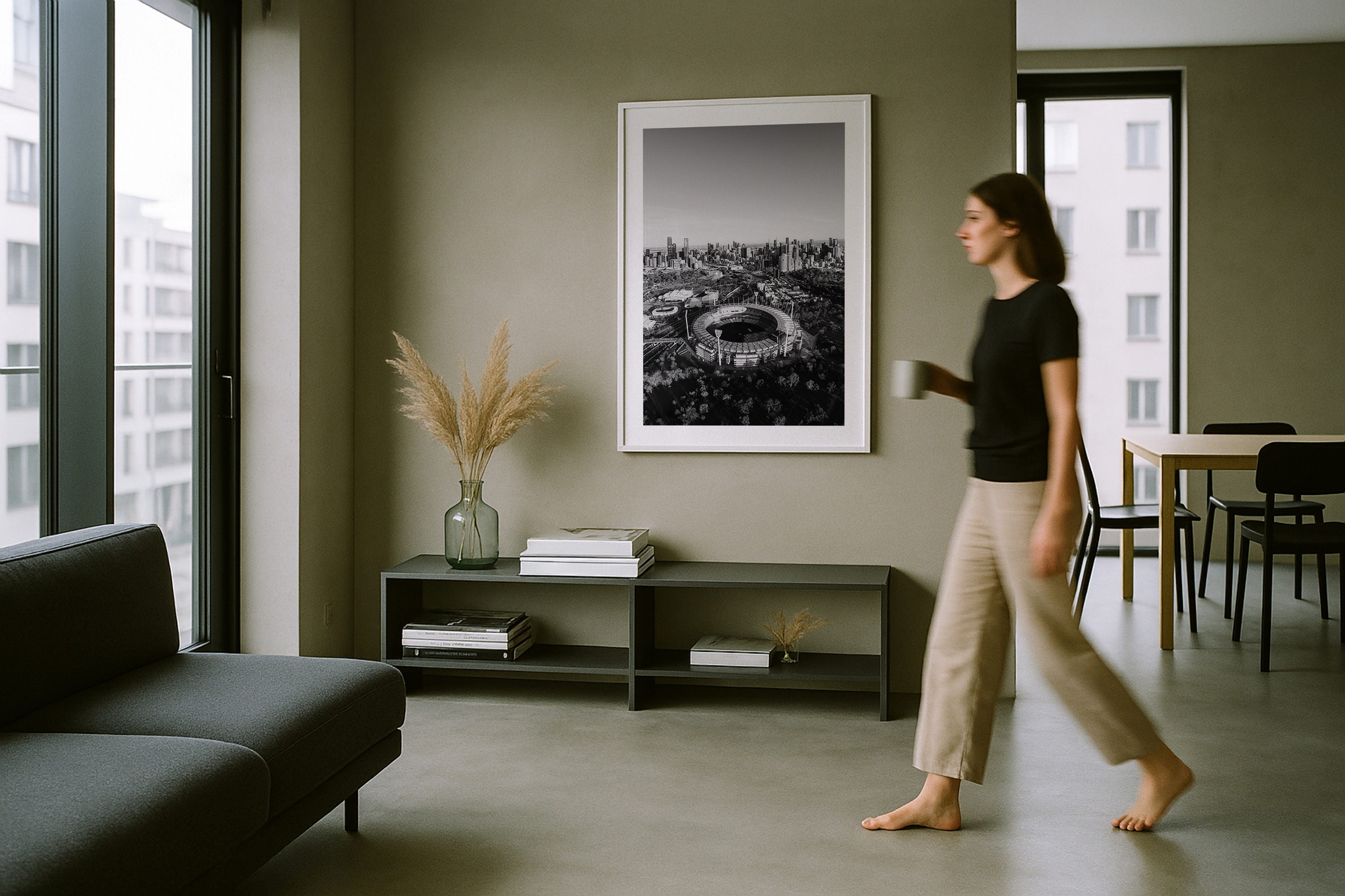 Melbourne MCG III Black & White Framed Print - Architecture by Peter Yan Studio