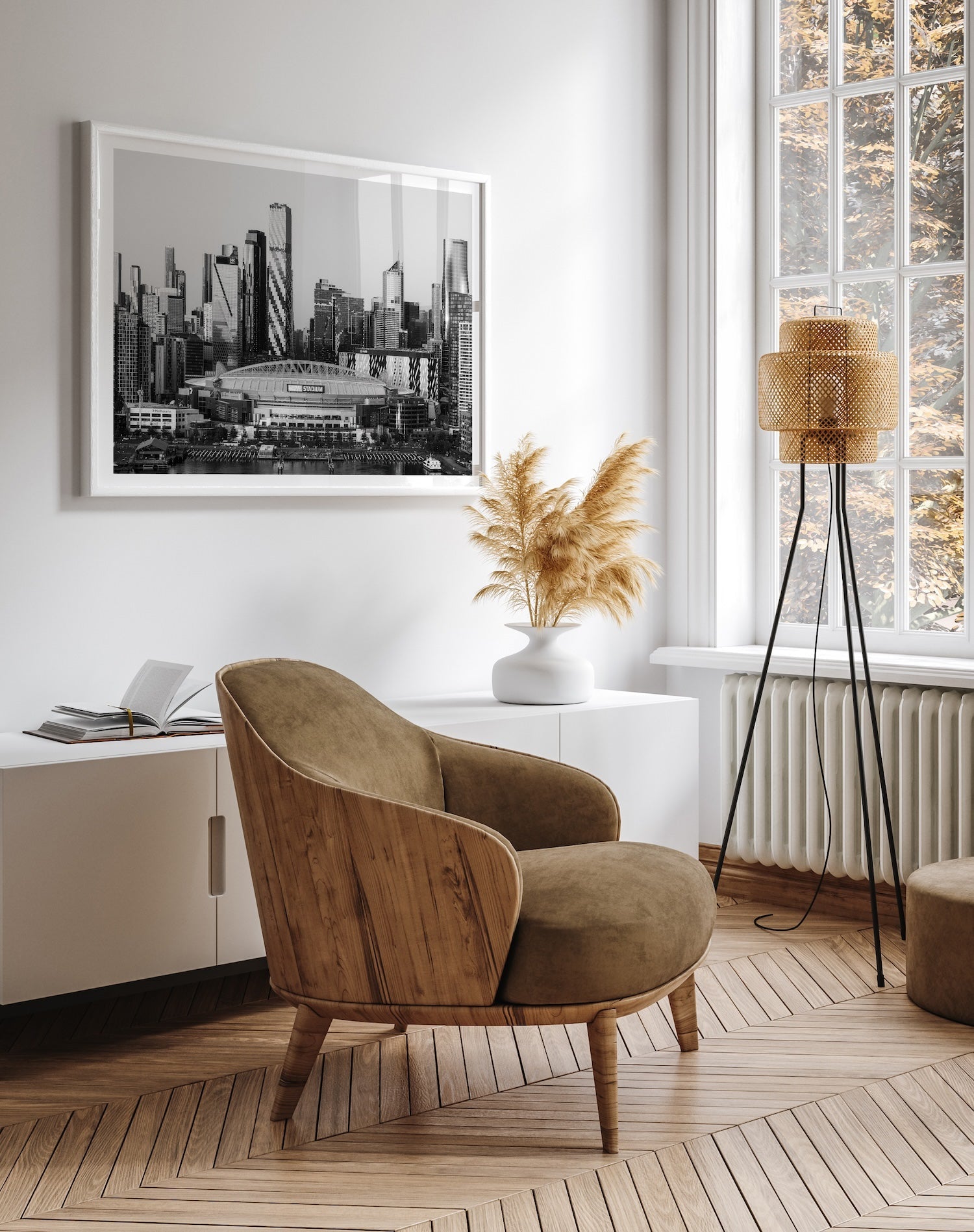 Melbourne’s Skyline and Marvel Stadium in Black and White - Peter Yan Studio Framed Photo Print Wall Art