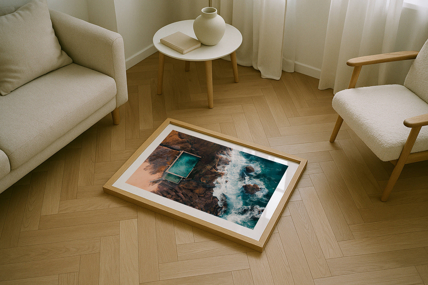 Mona Vale Rock Pool I Framed Print - Aerial by Peter Yan Studio