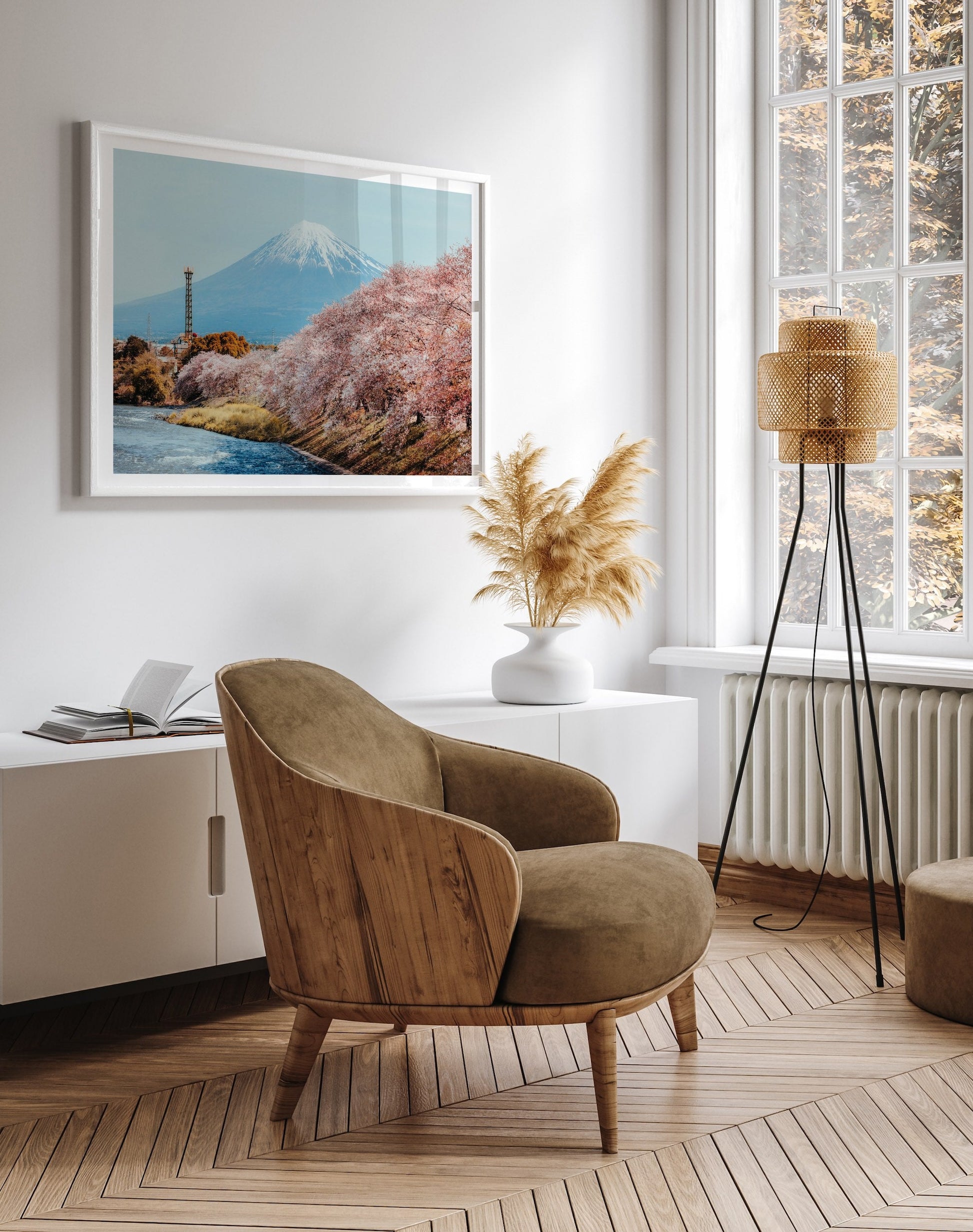 Mt Fuji Sakura Framed Print - Flowers by Peter Yan Studio